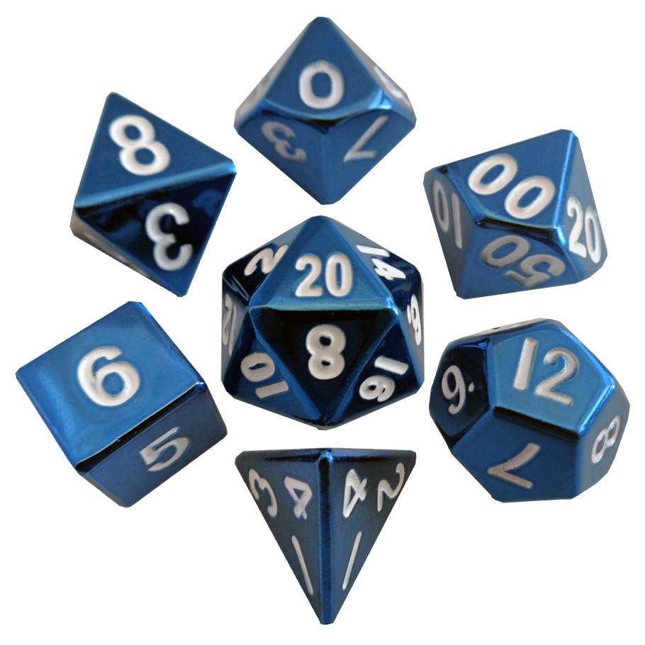 7 Count Dice Metal Set: Blue